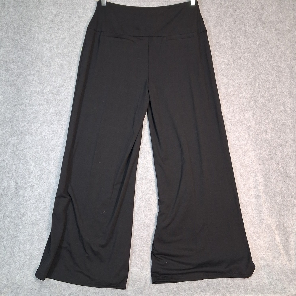 Nine Eight Wide Leg Pants Womens Size‎ L Black High Rise Stretch Trousers 9803NE